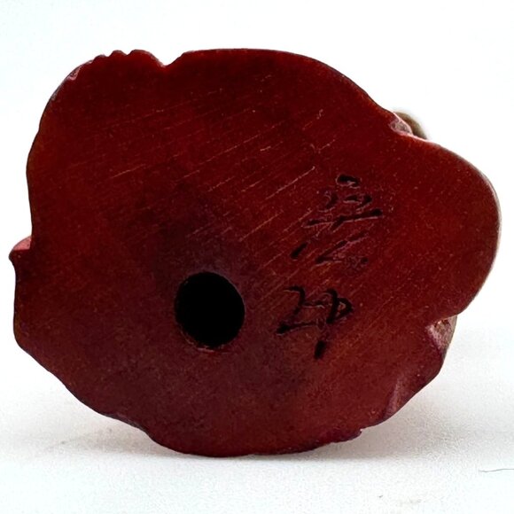 Ojime Bead Netsuke Kuan Yin Guanyin Quan Yin Hand-Carved Boxwood Signed Figurine - Picture 5 of 8